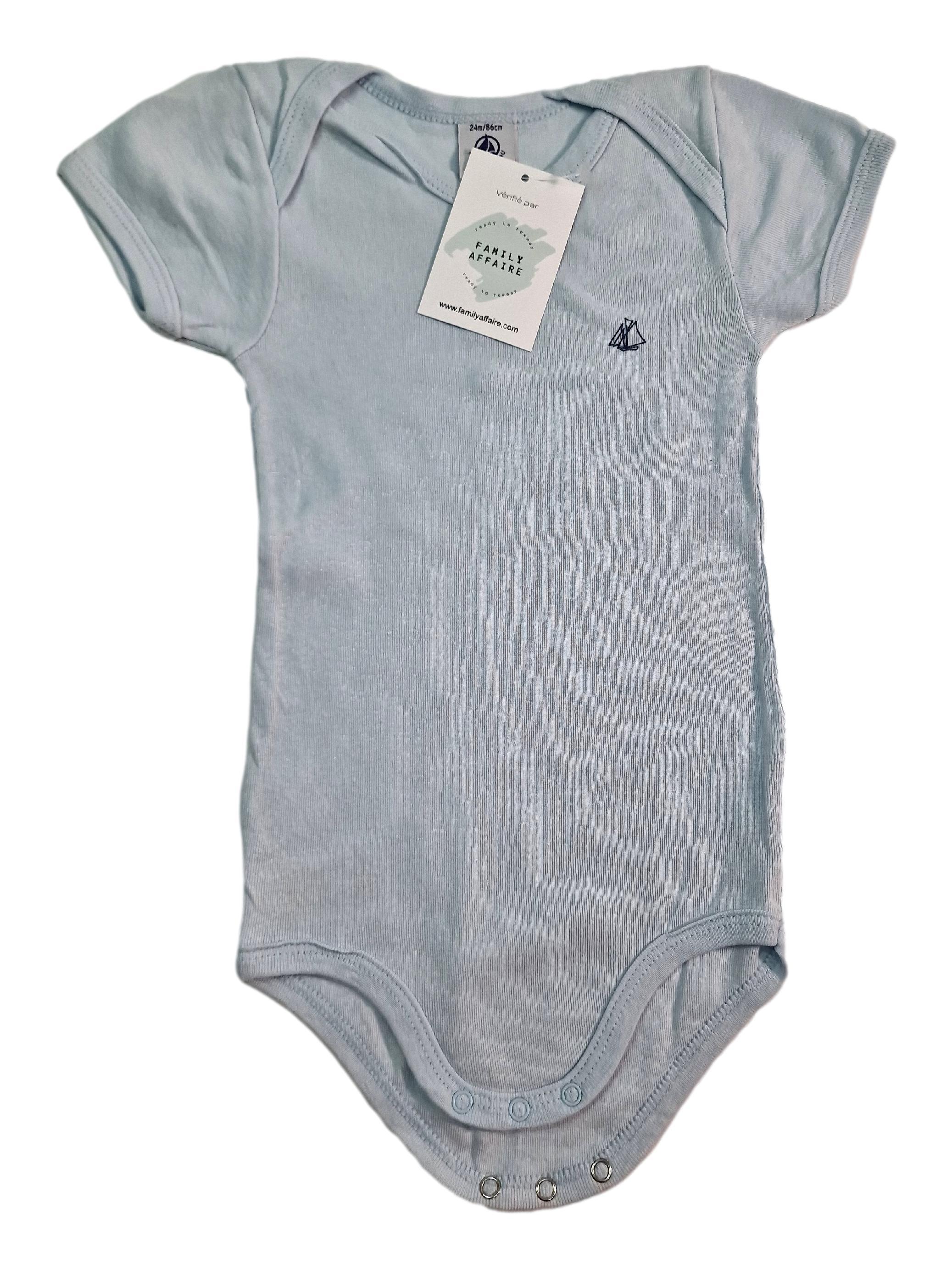 Body bébé bleu/blanc coton Bio 24 mois PETIT BATEAU : le lot de 3