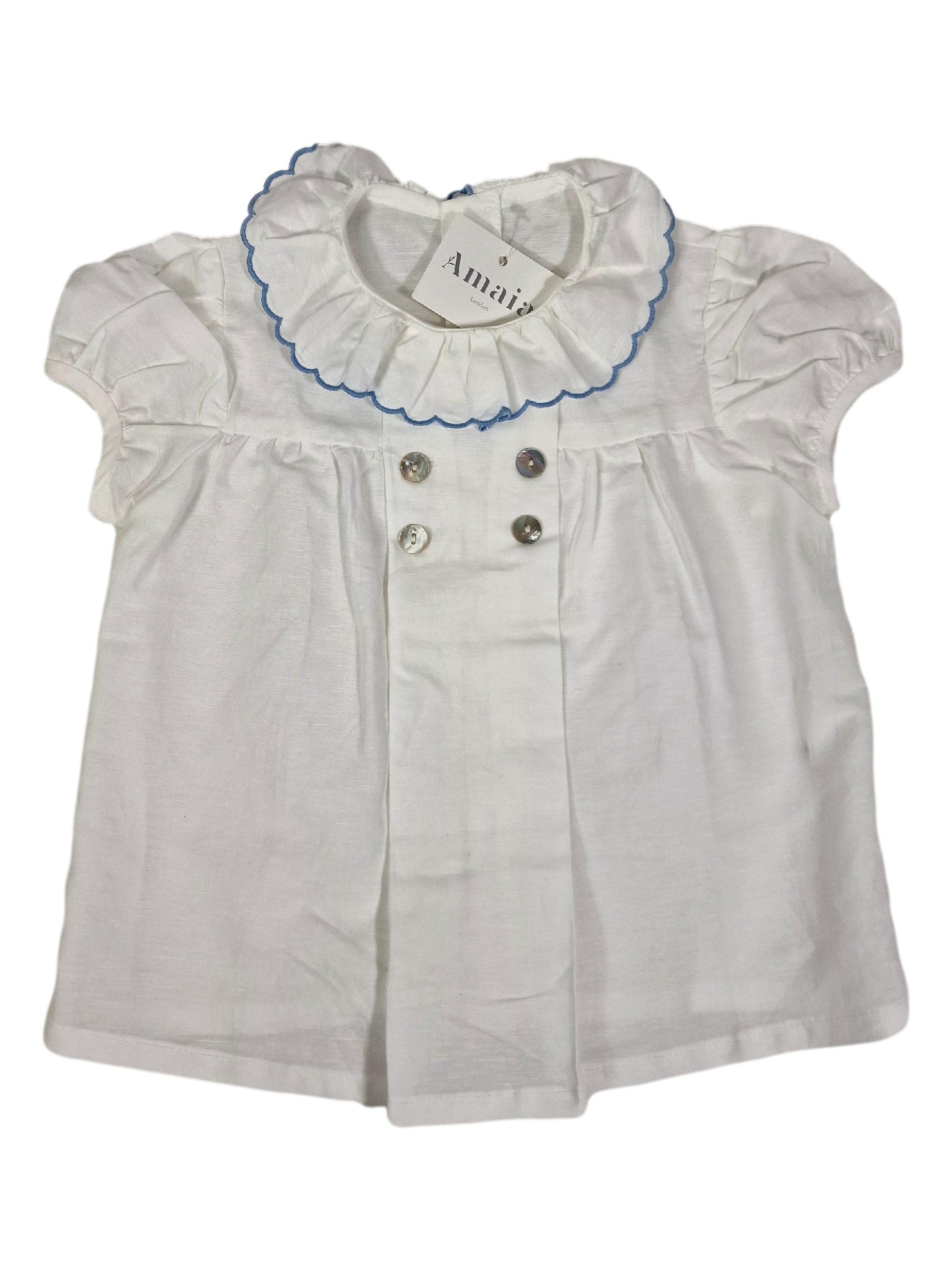 AMAIA outlet blouse col passepoil bleu ciel 3 ans