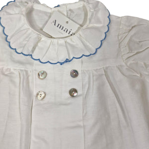 AMAIA outlet blouse col passepoil bleu ciel 3 ans