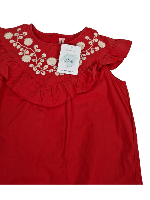 BONPOINT 10 ans blouse rouge brodée