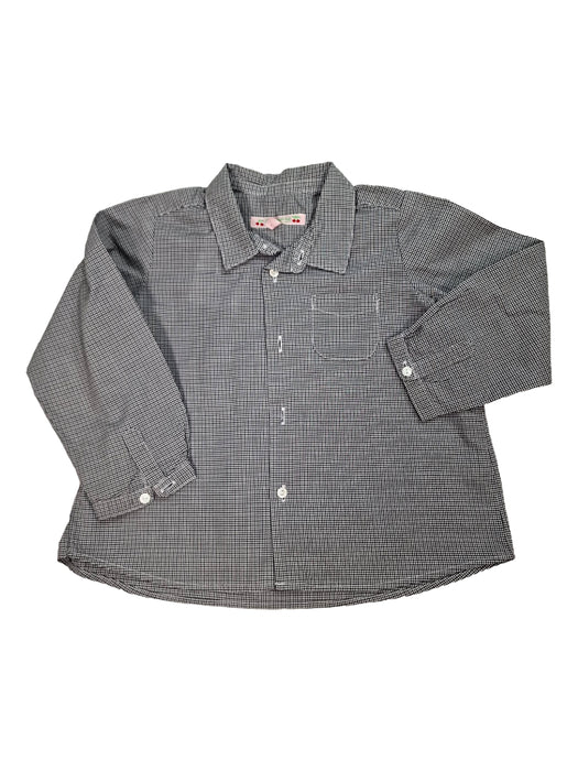 BONPOINT chemise carreaux gris et marine 2 ans