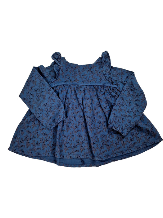 BONTON blouse bleu fleurs 8 ans