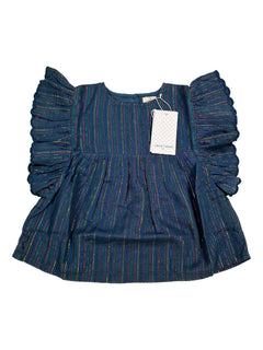 LOUIS LOUISE blouse bleu et lurex 3 ans