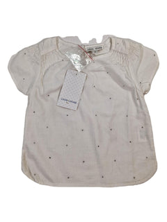 LOUIS LOUISE outlet 6m blouse blanche pois argent