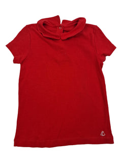 PETIT BATEAU 6 ans tee shirt col claudine rouge