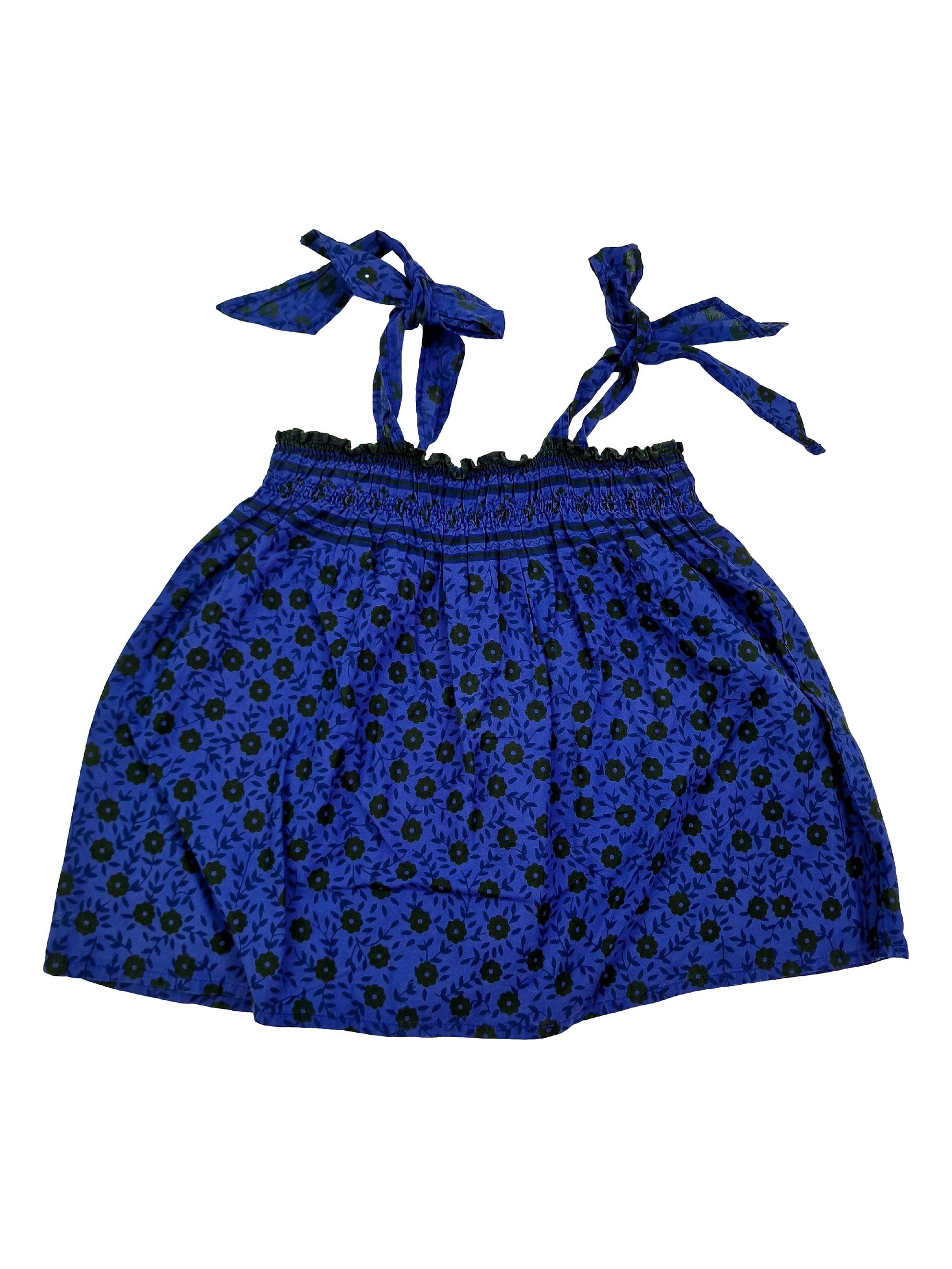 BONTON 6 ans debardeur bleu fleurs