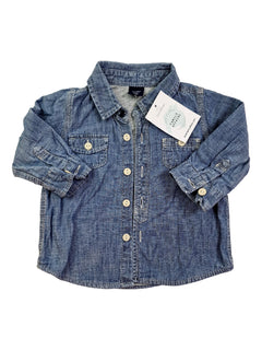 GAP 6/12m chemise en jean doublé jersey