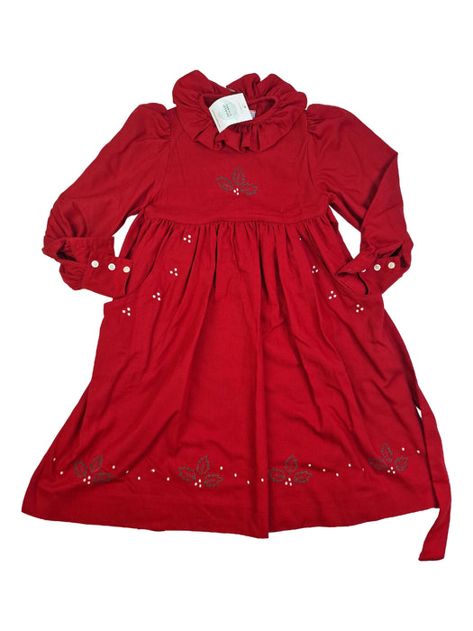 JACADI 8 ans robe rouge brodée