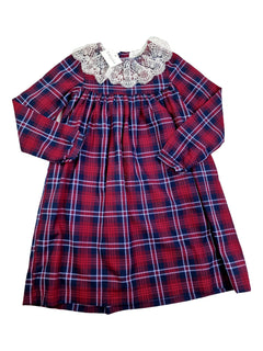 AMAIA outlet 8,10 ans robe tartan col dentelle