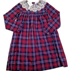 AMAIA outlet 8,10 ans robe tartan col dentelle