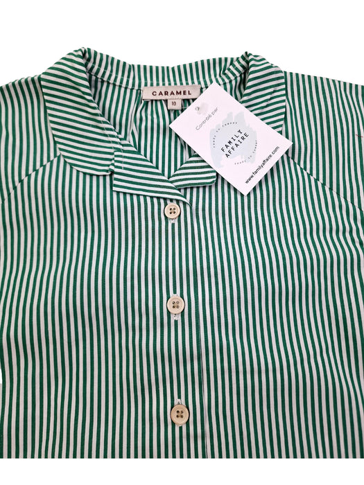 CARAMEL 10 ans chemise verte rayée