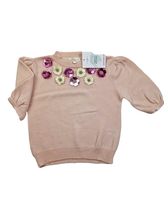 BLEU COMME GRIS 6 ans pull cachemire rose fleurs sequin