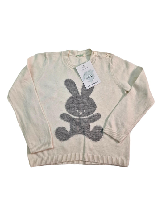 BENETTON 2 ans  pull lapin bl gris