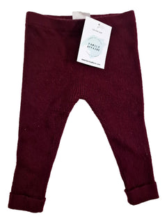 ZARA 6/9m legging bordeaux maille