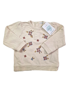 BOUTCHOU 12m sweat beige brodée