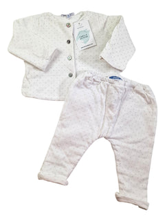 JACADI 6m ensemble molleton pois argent