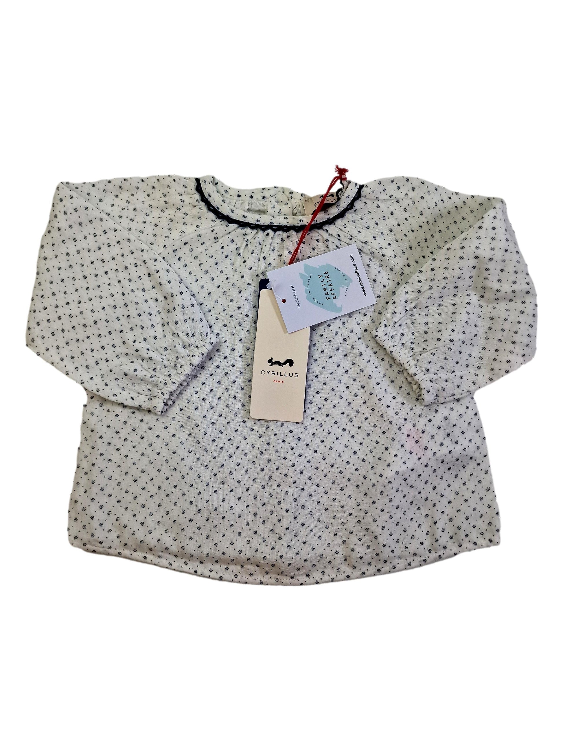 CYRILLUS 12m neuf blouse motif marine