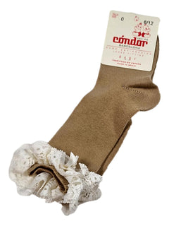 CONDOR outlet 32/35 chaussette haute beige dentelle