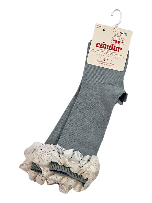 CONDOR outlet 6/12m chaussettes hautes dentelle bleu gris