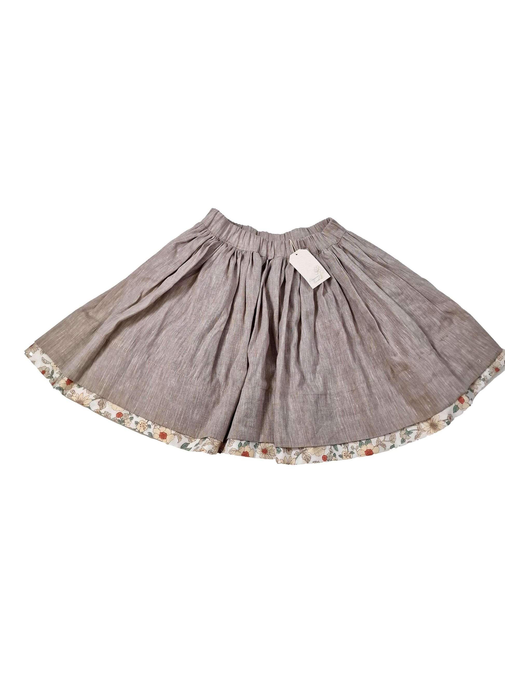 ELEGANCE GARDEN outlet jupe lin coton  beige  8 ans