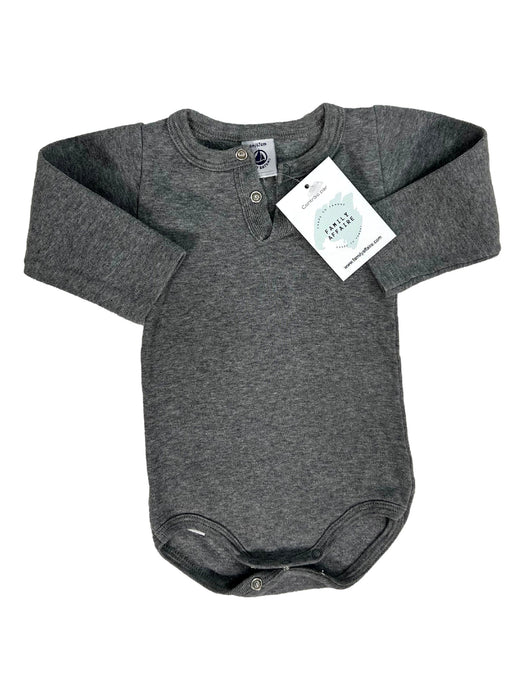 PETIT BATEAU 6 mois Body gris bouton