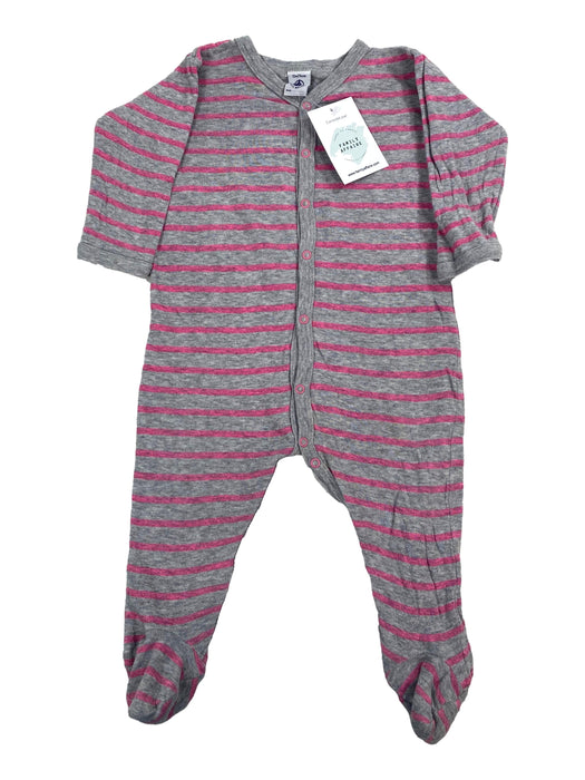 PETIT BATEAU 12 mois pyjama rayé gris/rose