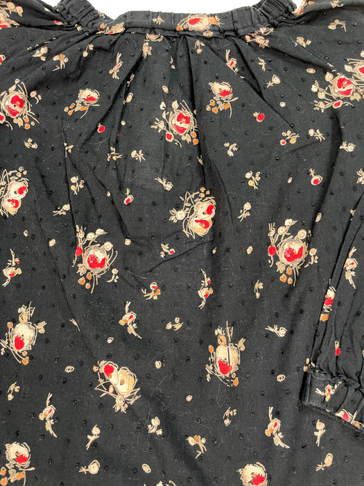 BONPOINT 8 ans Blouse noire et fleurs