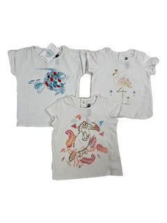 CATIMINI 18 mois lot de 3 tee-shirts blanc motifs (défauts )