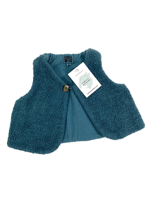 BONTON 0/18 mois gilet fourrure bleu/vert