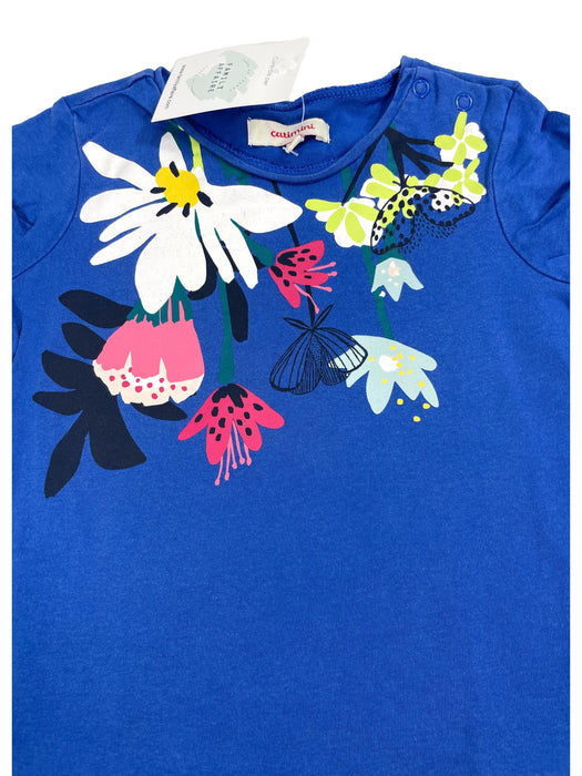 CATIMINI 3 ans tee shirt bleu a fleurs