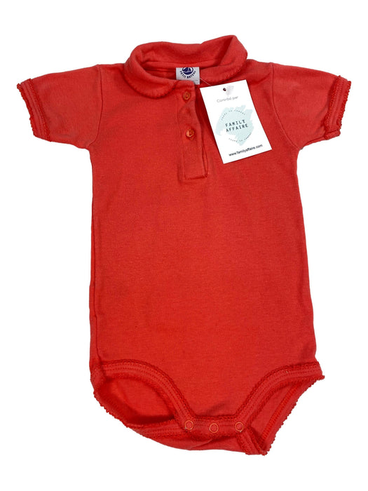 PETIT BATEAU 6 mois body col corail