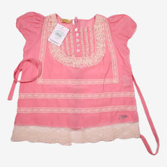 I PINCO PALLINO 8 ans blouse rose dentelle blanche