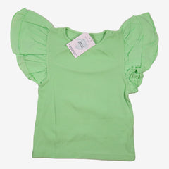 ZARA 9 ans top vert pomme manches volantes