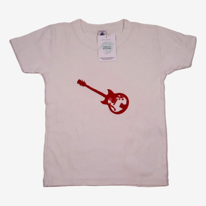 PETIT BATEAU 10 ans t-shirt blanc guitare rouge