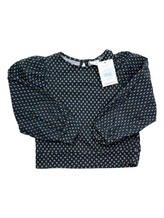 ZARA 7 ans Blouse bleu canard feuilles