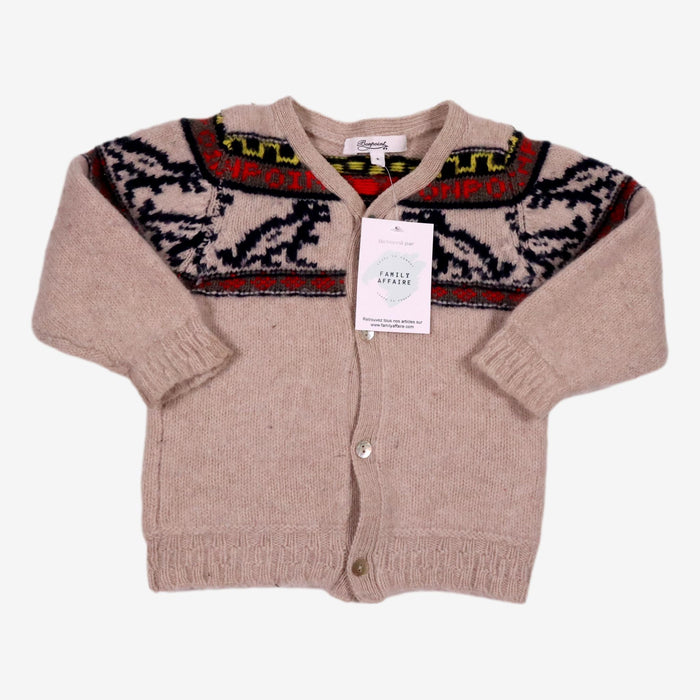 BONPOINT 12 mois cardigan beige à motifs