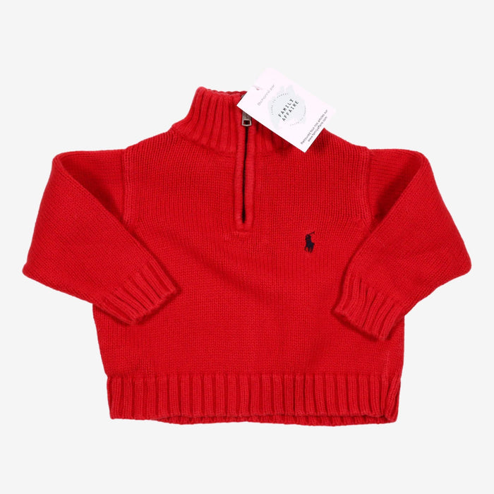 RALPH LAUREN 12m pull rouge cheminée