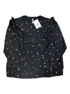 BONPOINT 12 ans chemise en soie noire petites fleurs