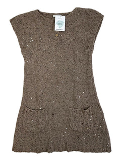 CHLOE 10 ans robe en laine beige sequins dorés