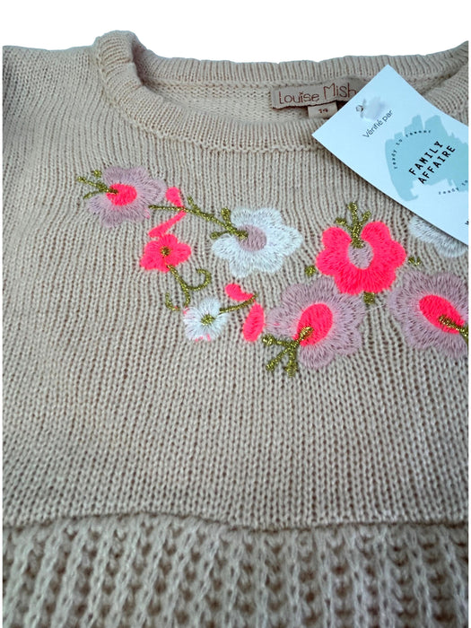 LOUISE MISHA 14 ans robe rose en laine broderies fleurs