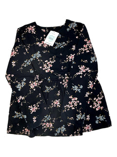 BONPOINT 12 ans blouse noire à fleurs coton