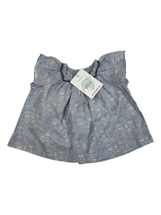 JACADI 6 mois blouse bleue petites fleurs