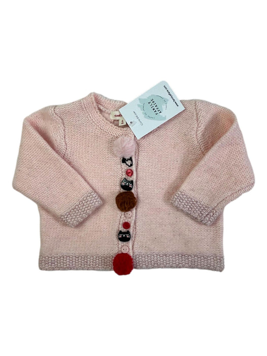 CATIMINI 6 mois gilet rose laine pompons