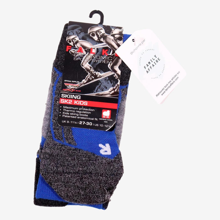 FALKE P27/30 paire de chaussettes de ski gris bleu