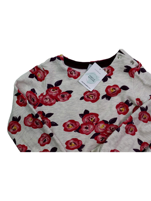 PETIT BATEAU 8 ans Robe grise fleurs roses