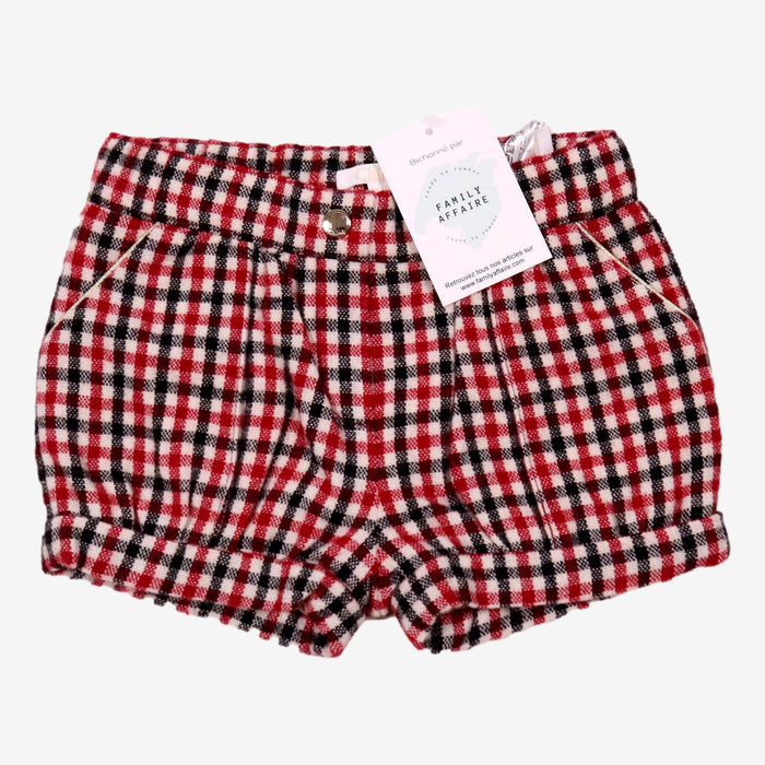 CHLOE 12 mois short carreau rouge et bleu