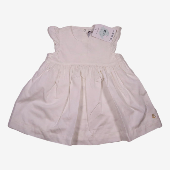 PETIT BATEAU 12 mois robe en coton blanc volant