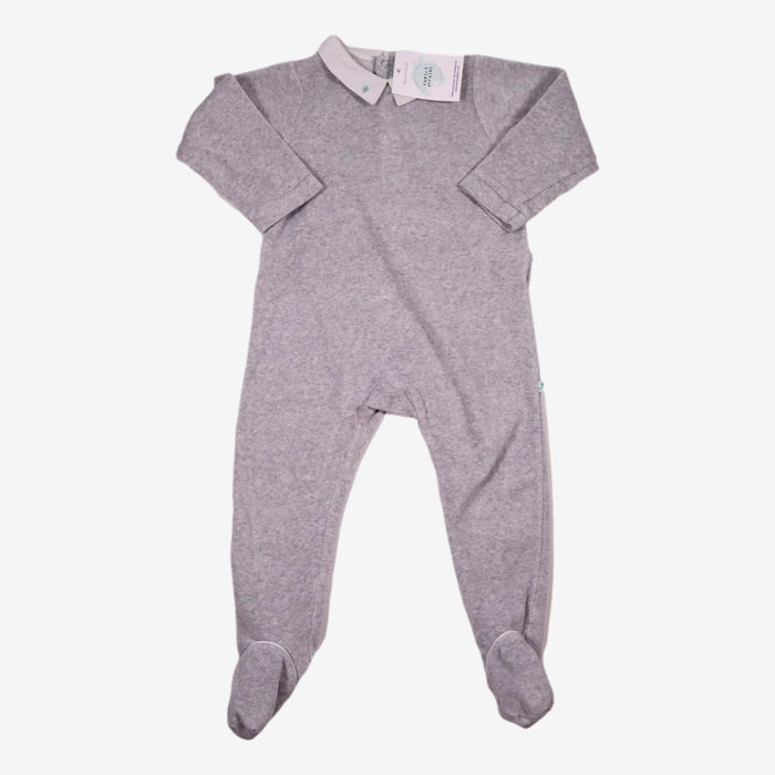 JACADI 2 ans pyjama combinaison velours gris et col blanc