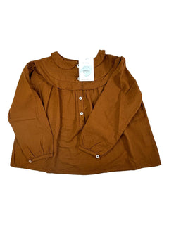 BONTON 6 ans blouse marron avec col