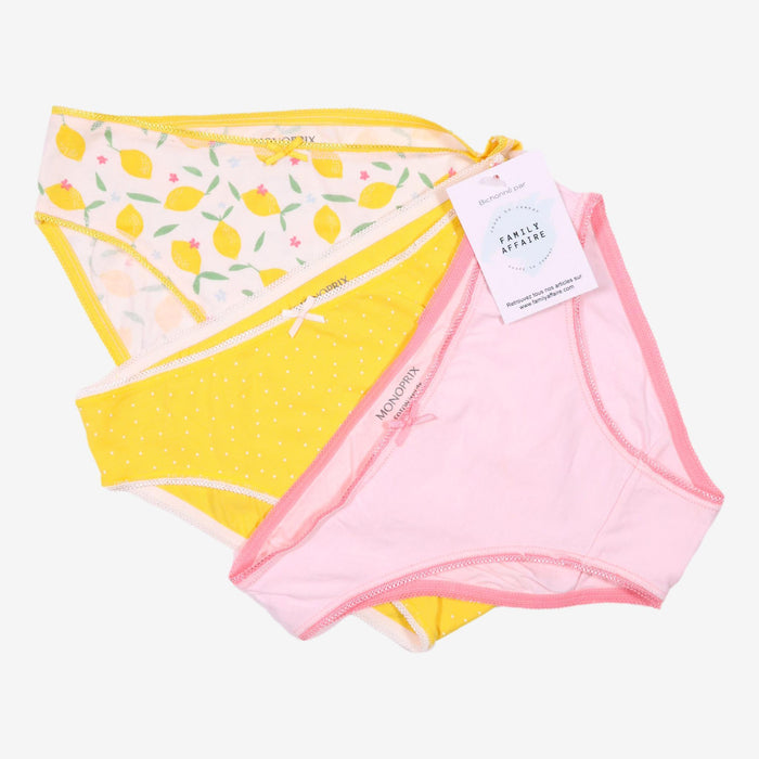 MONOPRIX 10 ans lot 3 culottes citron jaune rose